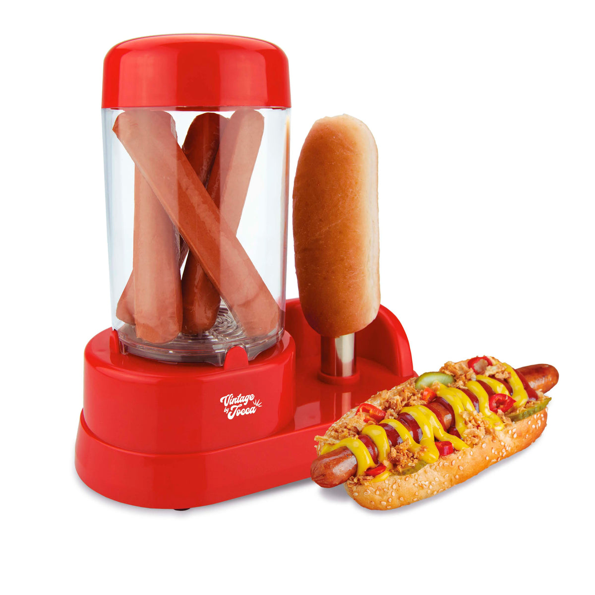 Aparat pentru preparat Hot Dog, 450W, Rosu