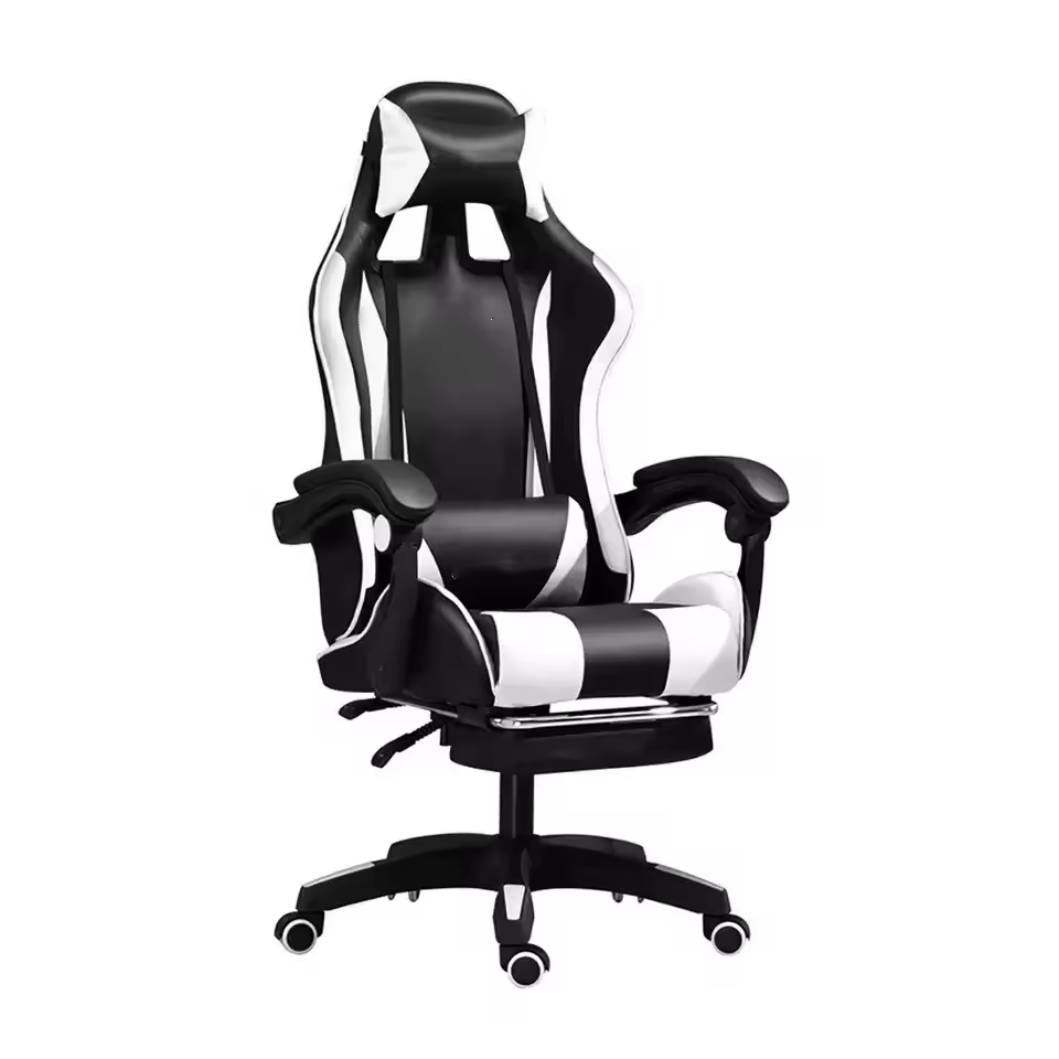 Scaun Gaming Racing SpeedX GT, Piele Ecologică, Recliner, Perne Ergonomice și Suport pentru Picioare