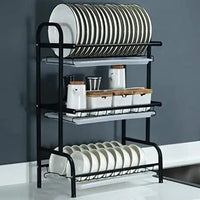 Suport de vase metalic supraetajat, 3 niveluri, Negru - imagine 4