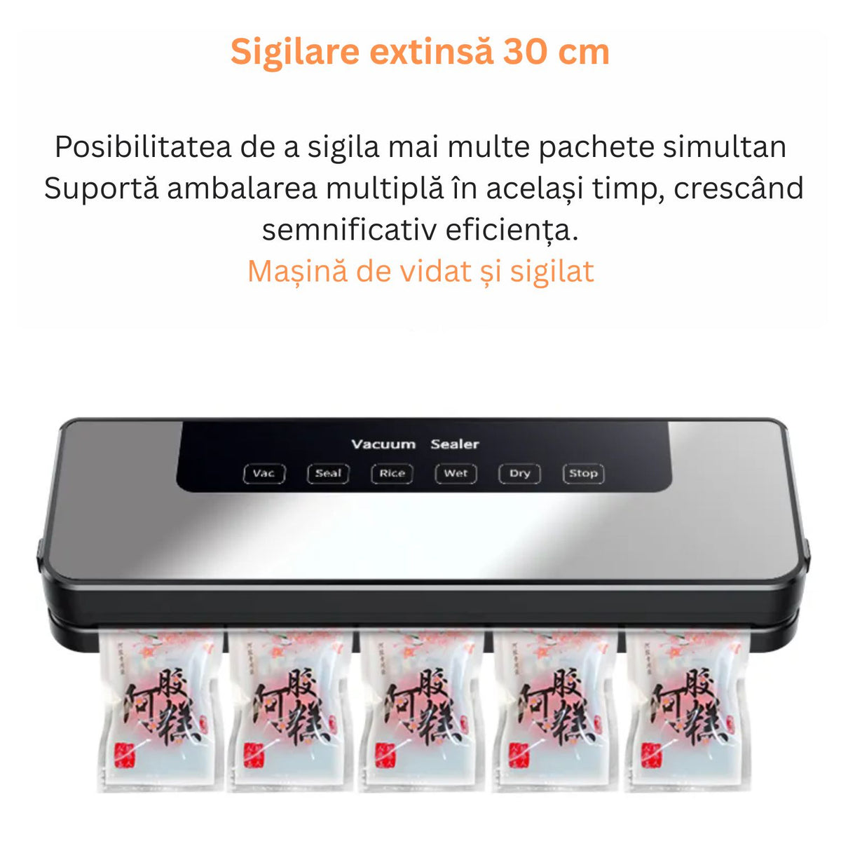 Aparat de vidat si sigilat alimente, Touch, vidare umed/uscat