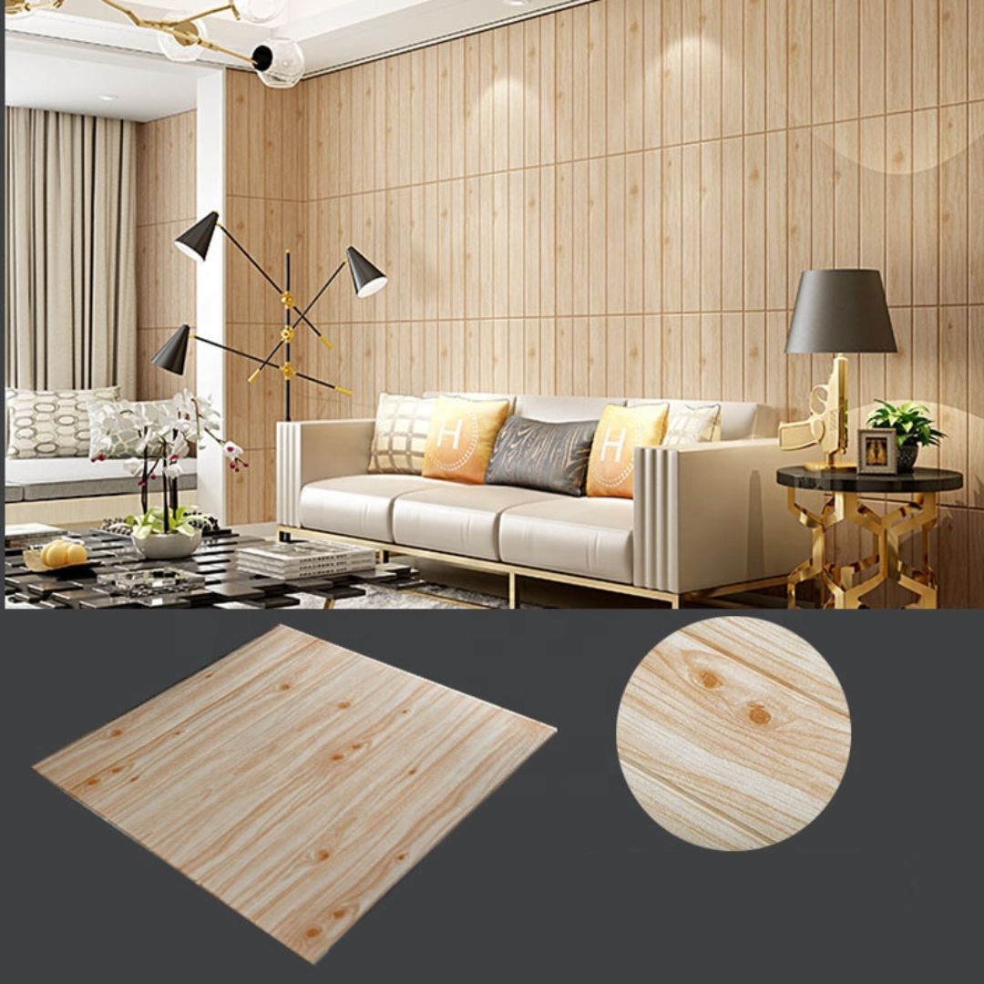 Autocolant de perete 3D imitatie lemn, 5mm, autoadeziv, 70x77 cm