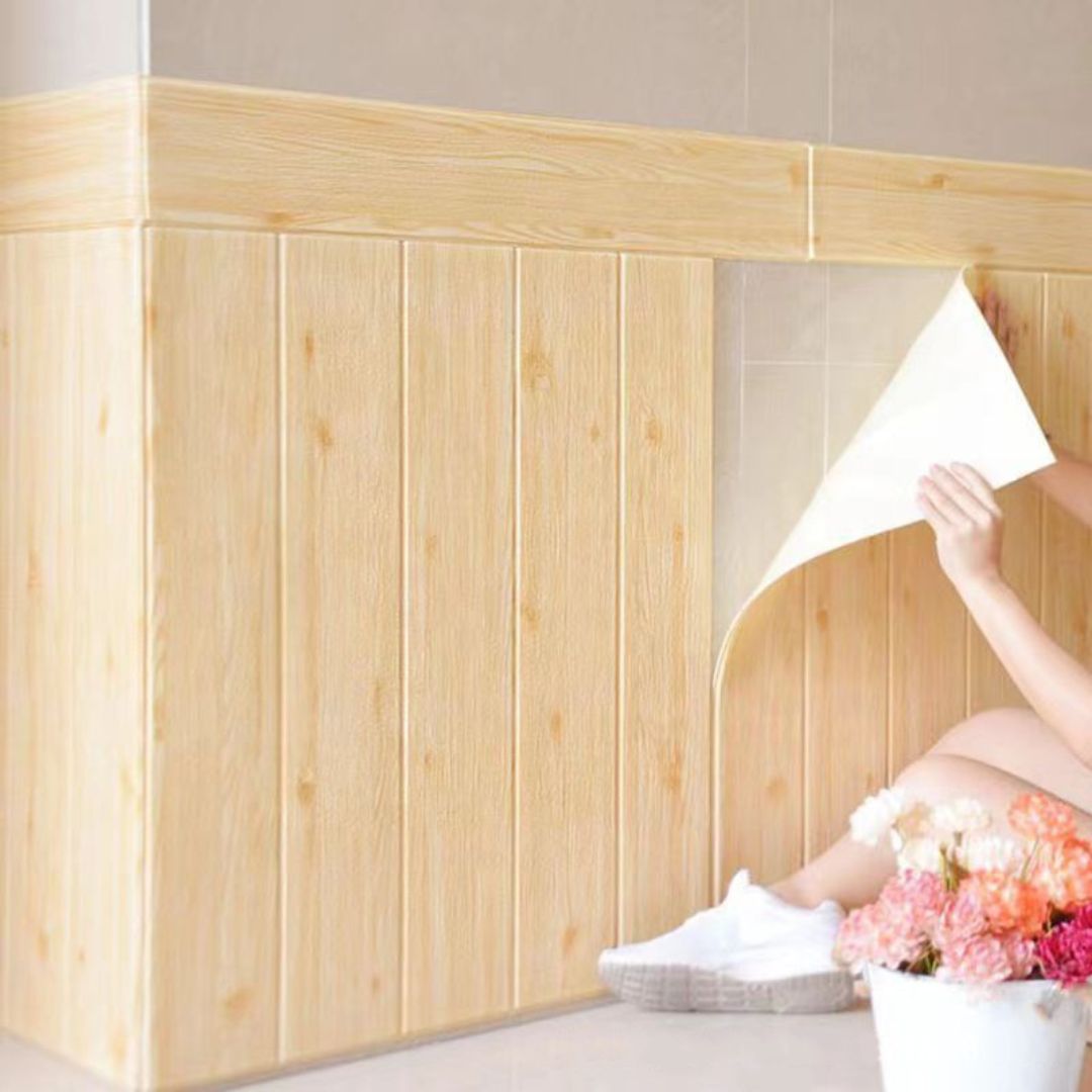 Autocolant de perete 3D imitatie lemn, 5mm, autoadeziv, 70x77 cm