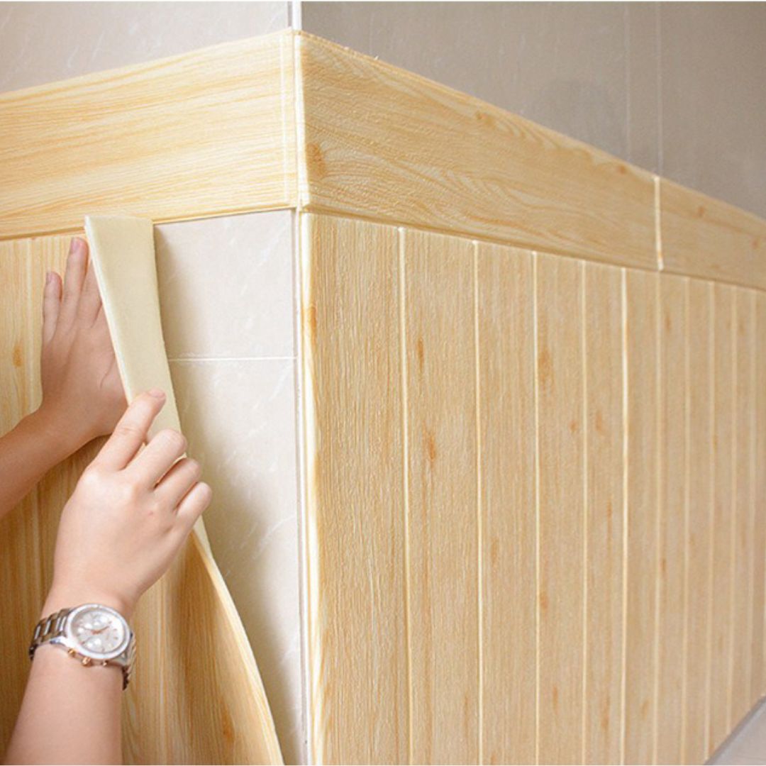 Autocolant de perete 3D imitatie lemn, 5mm, autoadeziv, 70x77 cm