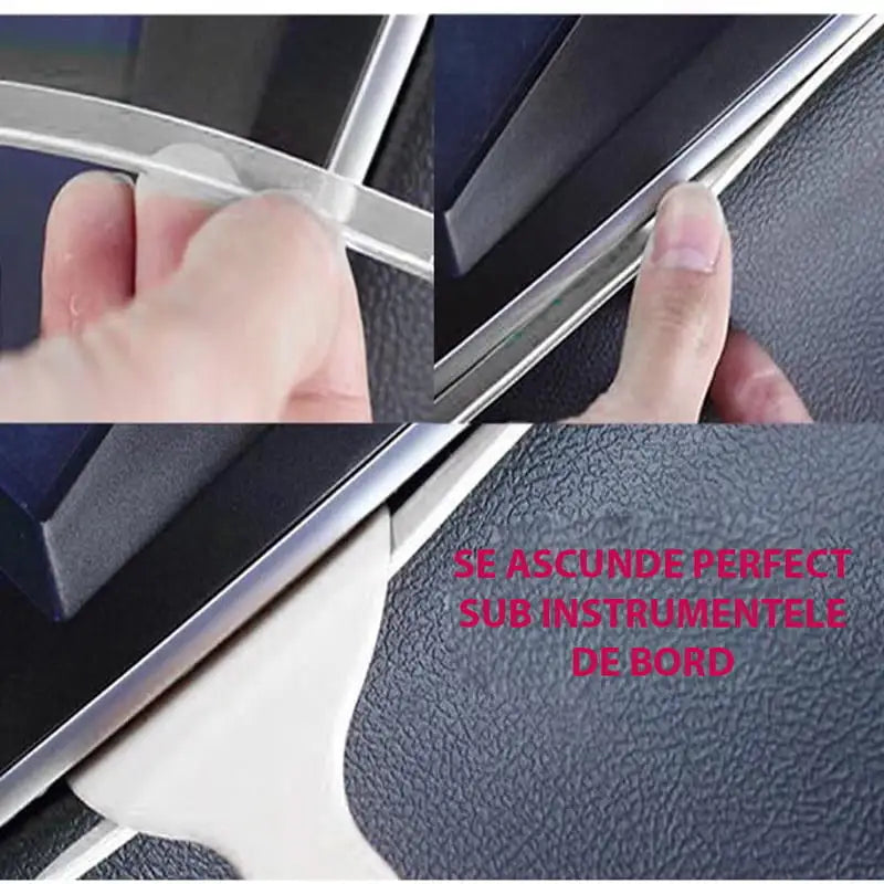 Set lumini ambientale premium, auto, pentru bord si usi lungime fir 6M, 5 unitati, aplicatie dedicata iOS, Android, telecomanda