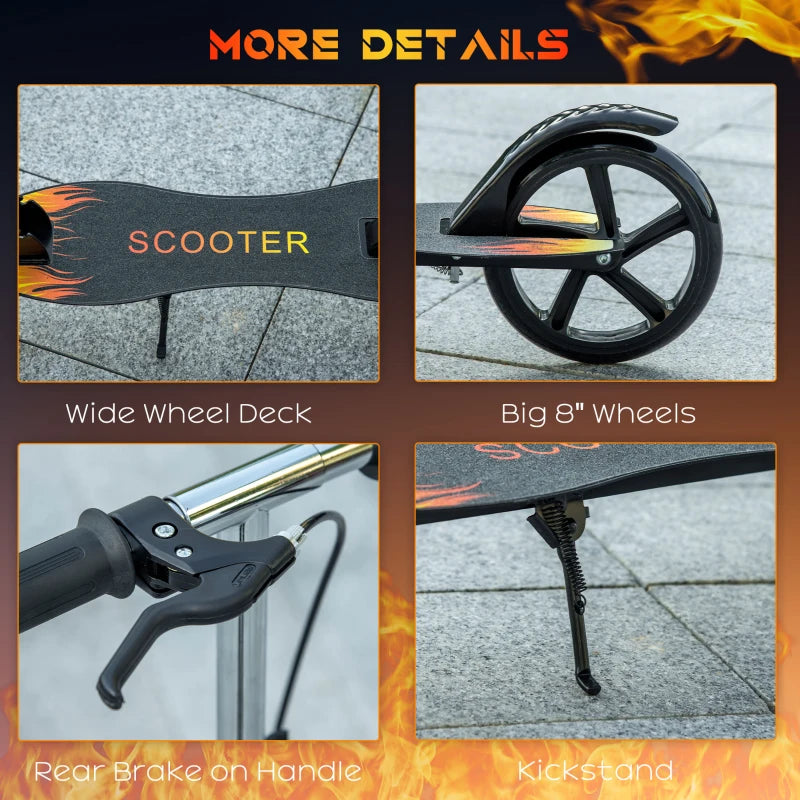 Trotineta pliabila pentru copii 10-16 ani, reglabila pe 3 inalțimi, roti mari din plastic și metal, 86x35x93/98/103 cm, Negru