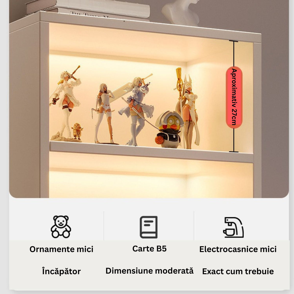 RESIGILAT - Bibliotecă cu 6 rafturi deschise, cadru lemn – alb/stejar negru, 180x60x24 cm