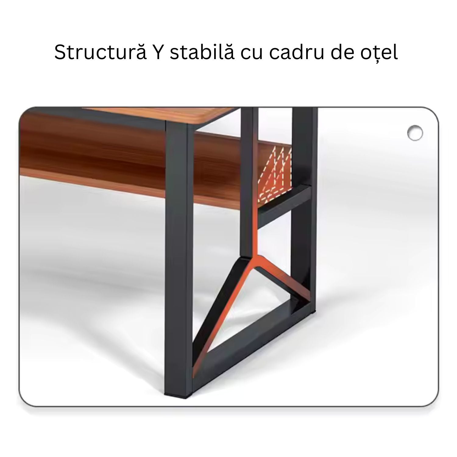 Birou cu rafturi integrate pentru laptop sau calculator – 2 polițe de depozitare, cadru metalic – stejar/gri, 140x60 cm