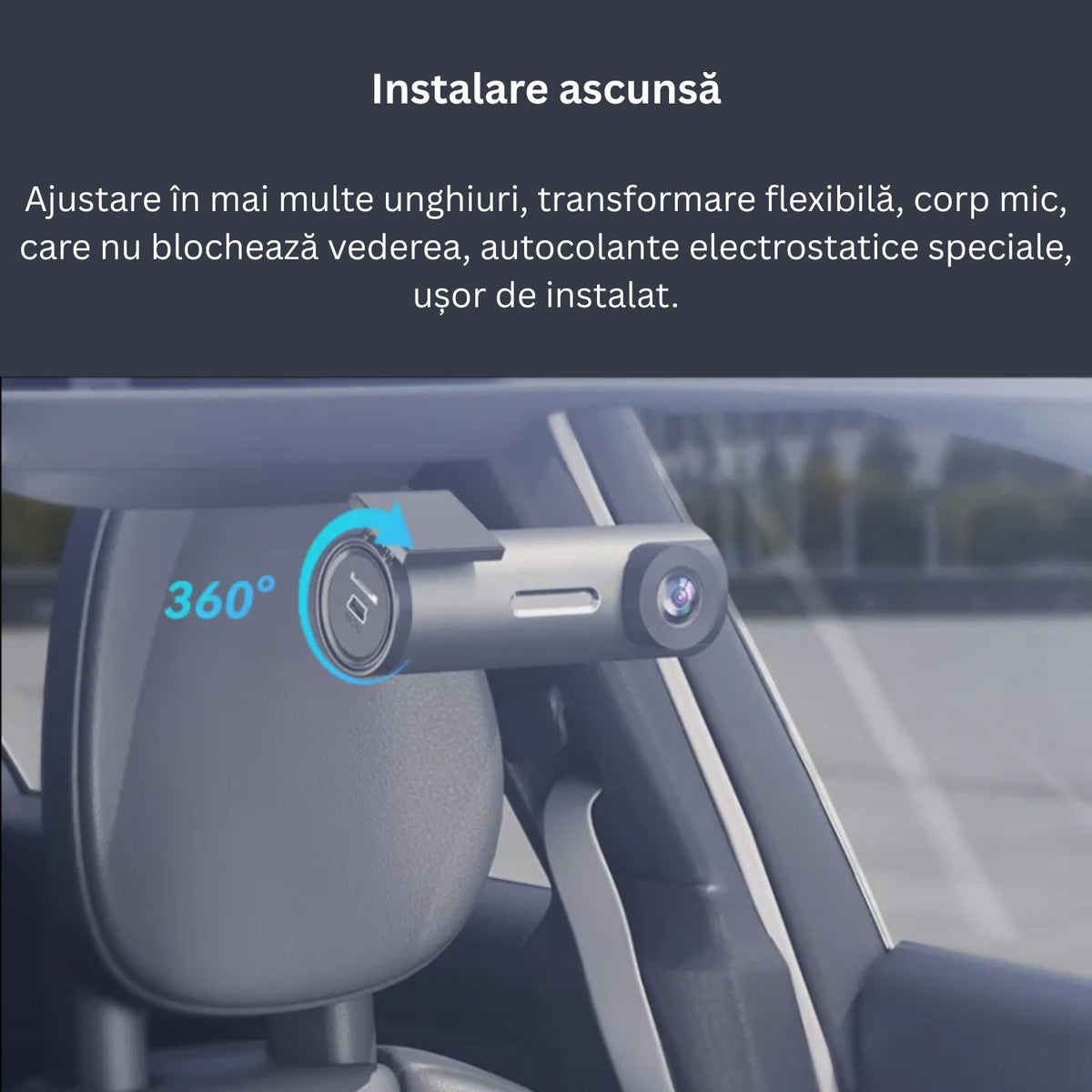 Camera auto DVR duala 4K fata + 1080P spate, WiFi, senzor G, unghi 140°, modul parcare 24H, ecran 1.5 inch