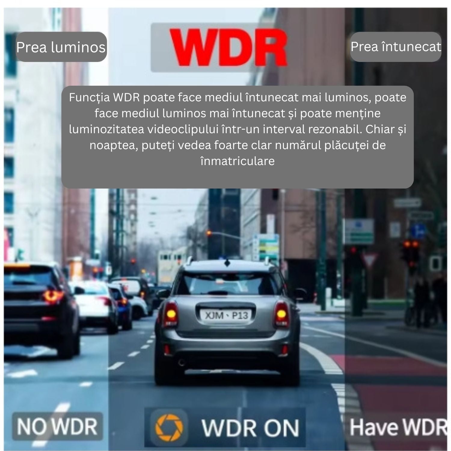 Camera auto DVR duala 4K fata + 1080P spate, WiFi, senzor G, unghi 140°, modul parcare 24H, ecran 1.5 inch