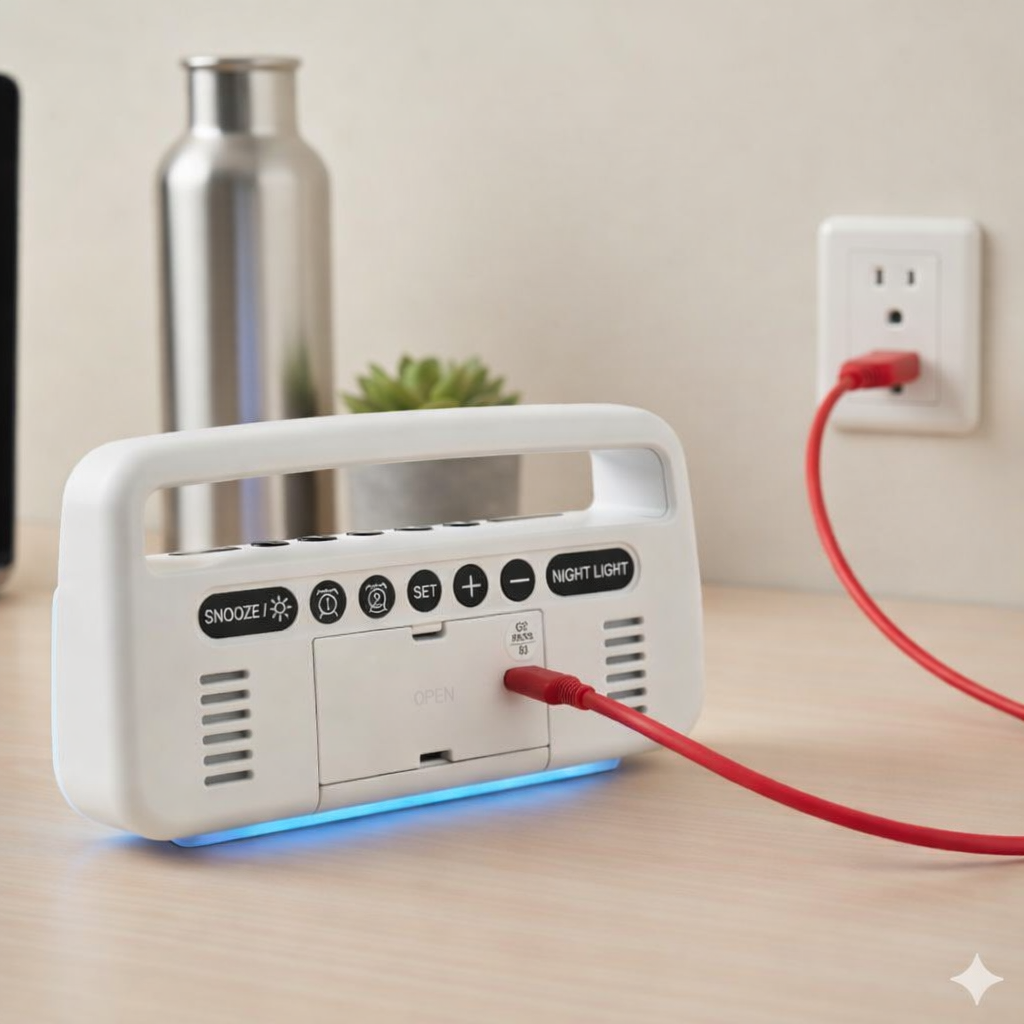 Ceas digital multifunctional cu afisaj LED, lumina de noapte si maner