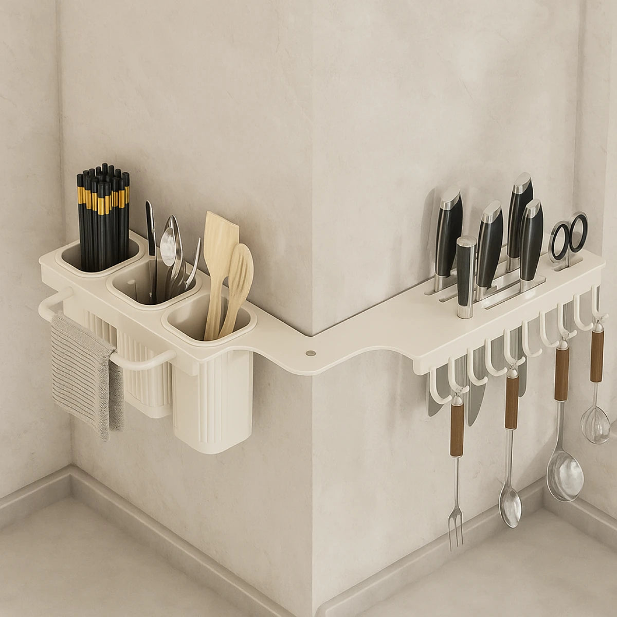 Suport dublu pentru bucatarie din metal, pliabil, 2 moduri de montare, multifunctional, 67 x 9 x 12 cm