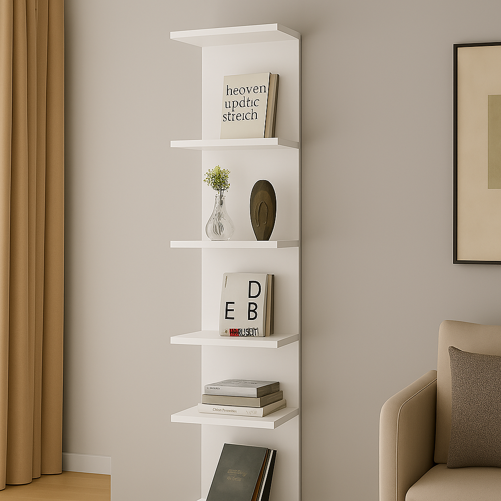 Bibliotecă de perete, 5 rafturi, design modern și compact, 180x34.6x31.5 cm