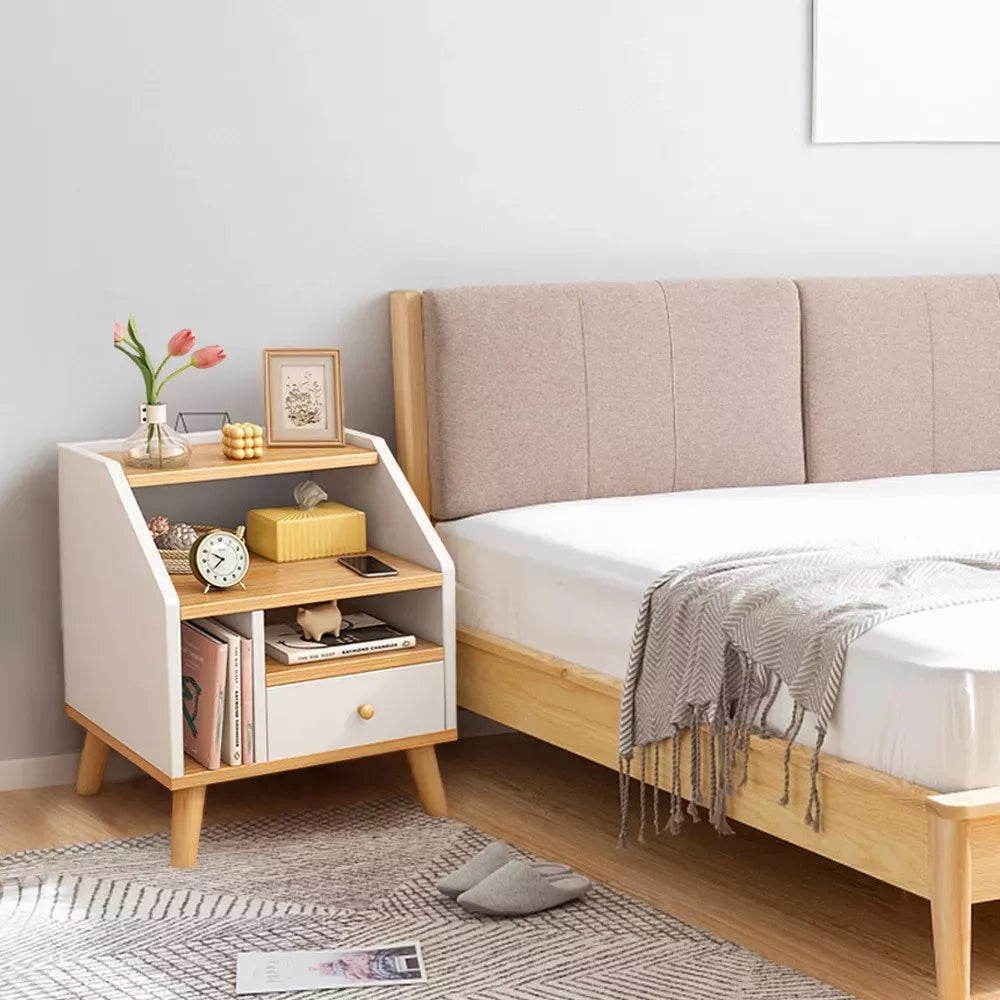 Noptiera moderna cu 3 polite si un sertar, 40x30x53cm