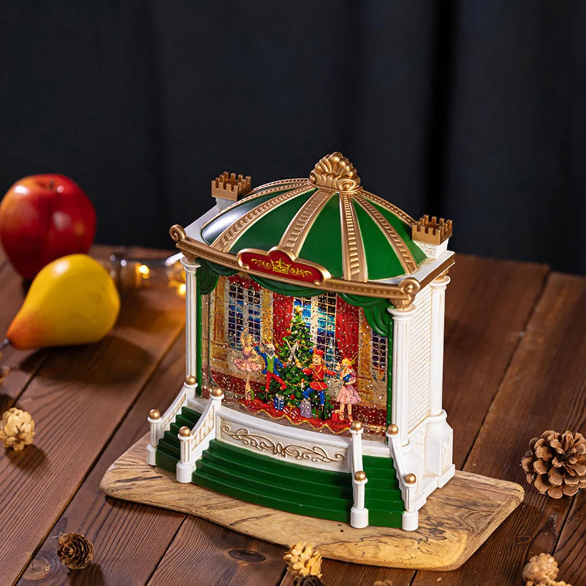 Glob de Zapada LED Scena Balet Spargatorul de Nuci – Decor Clasic cu Ninsoare, sunete si Lumini, 25x20x10 cm