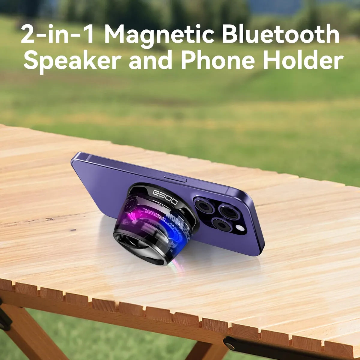 Boxa Portabila Bluetooth Rezistenta la Apa IPX7 cu Magnet, Atasare Magnetica pentru Telefoane & Suprafete Metalice, Sunet Surround 3D, Iluminare RGB, TWS Dual Channel, Negr