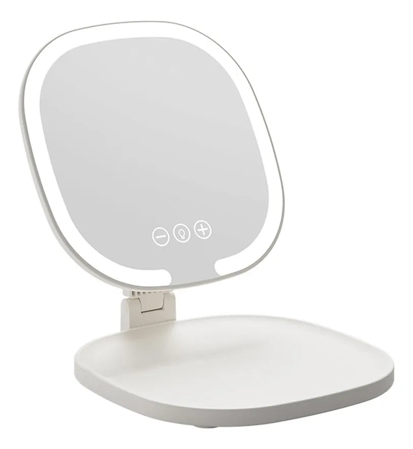 Oglinda de machiaj LED portabila cu marire 1X/3X – pliabilă, cu buton Touch,