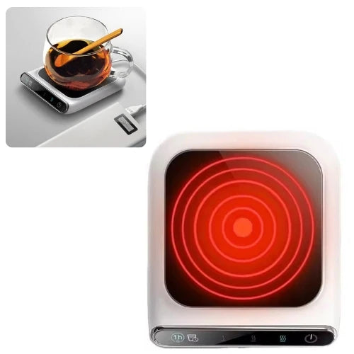 Incalzitor electric smart pentru cana cafea, ceai si alte bauturi, incarcare USB, reglare temperatura, alimentare 5V, putere 10W, alb