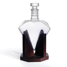 Set decantor in forma de diamant, suport din lemn, materiale de calitate, 850 ml