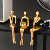 Set 3 statuete decorative aurii din rasina, siluete ganditoare Golden Muse