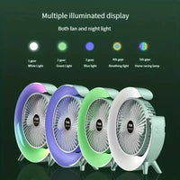Mini ventilator de birou rotund cu LED RGB - imagine 3