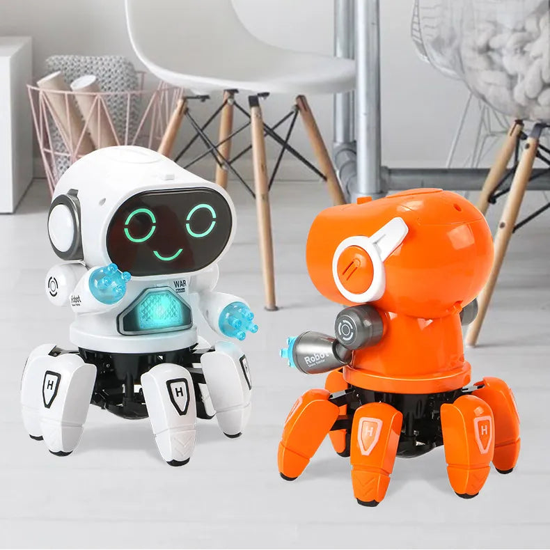 Robot interactiv pentru copii, cu LED, Alb, 17.5 cm