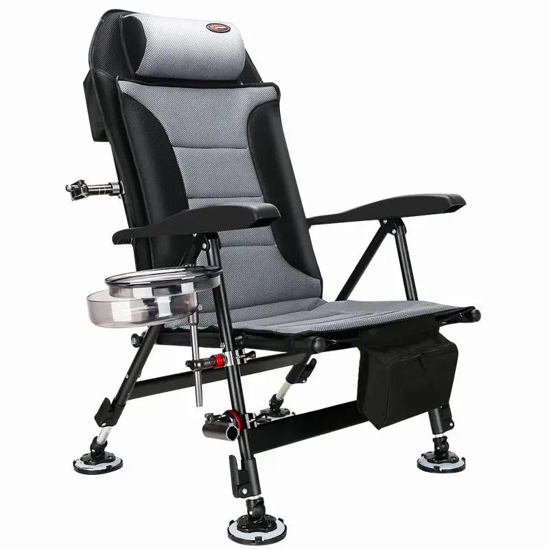 Scaun pliabil pentru pescuit cu suport pentru momeala si undite