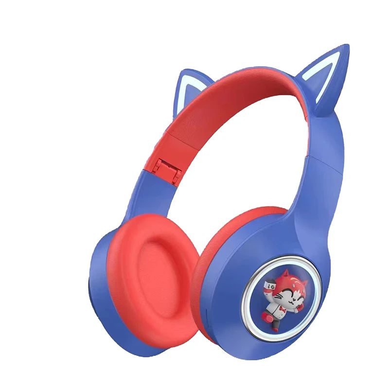 Casti wireless YDM56 model urechi de pisica cu eroi din desene animate, conectare Bluetooth