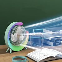 Mini ventilator de birou rotund cu LED RGB - imagine 2