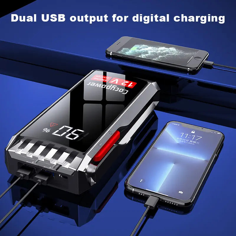 Robot Pornire Auto Portabil 4000A, Jump Starter 12V cu Acumulator 30000mAh, Ecran LCD si Port USB