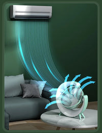 Mini ventilator de birou rotund cu LED RGB - imagine 7