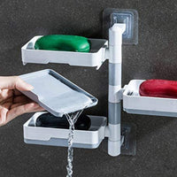 Suport dublu pentru sapun si lavete tip sertar rotativ alb-gri - imagine 8