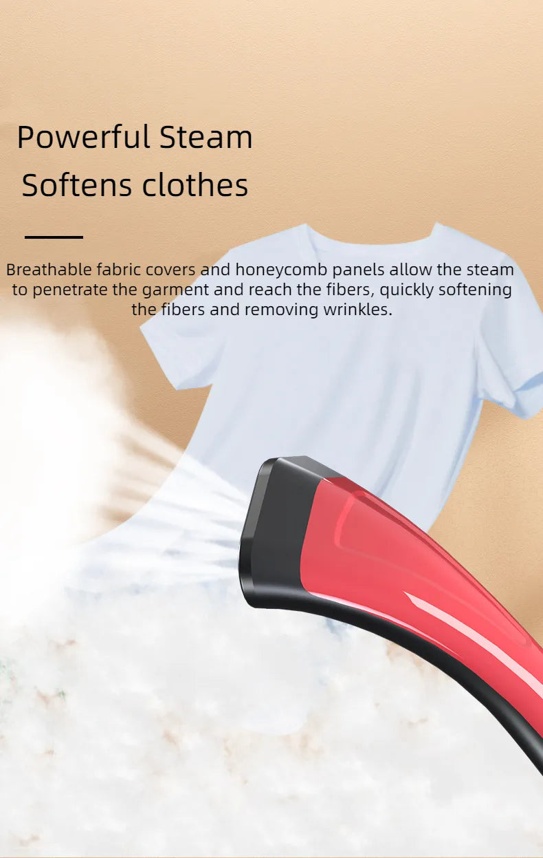 Aparat de Calcat cu Abur Vertical HOFFMANS 2 in 1 , 2000W, Profesional, Portabil, cu Masa de Calcat - Rosu