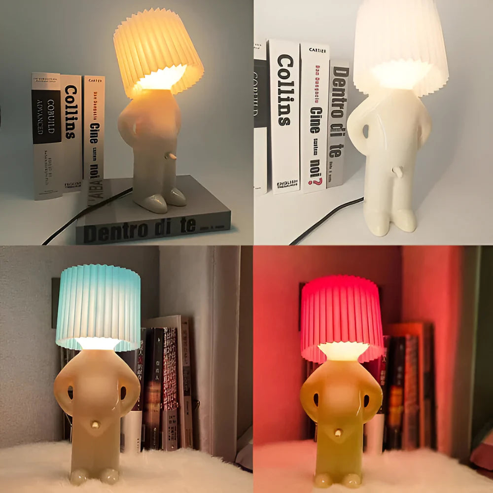 Lampa de birou „Little Shy Man” – Design creativ cu LED cald, pentru decor amuzant și modern