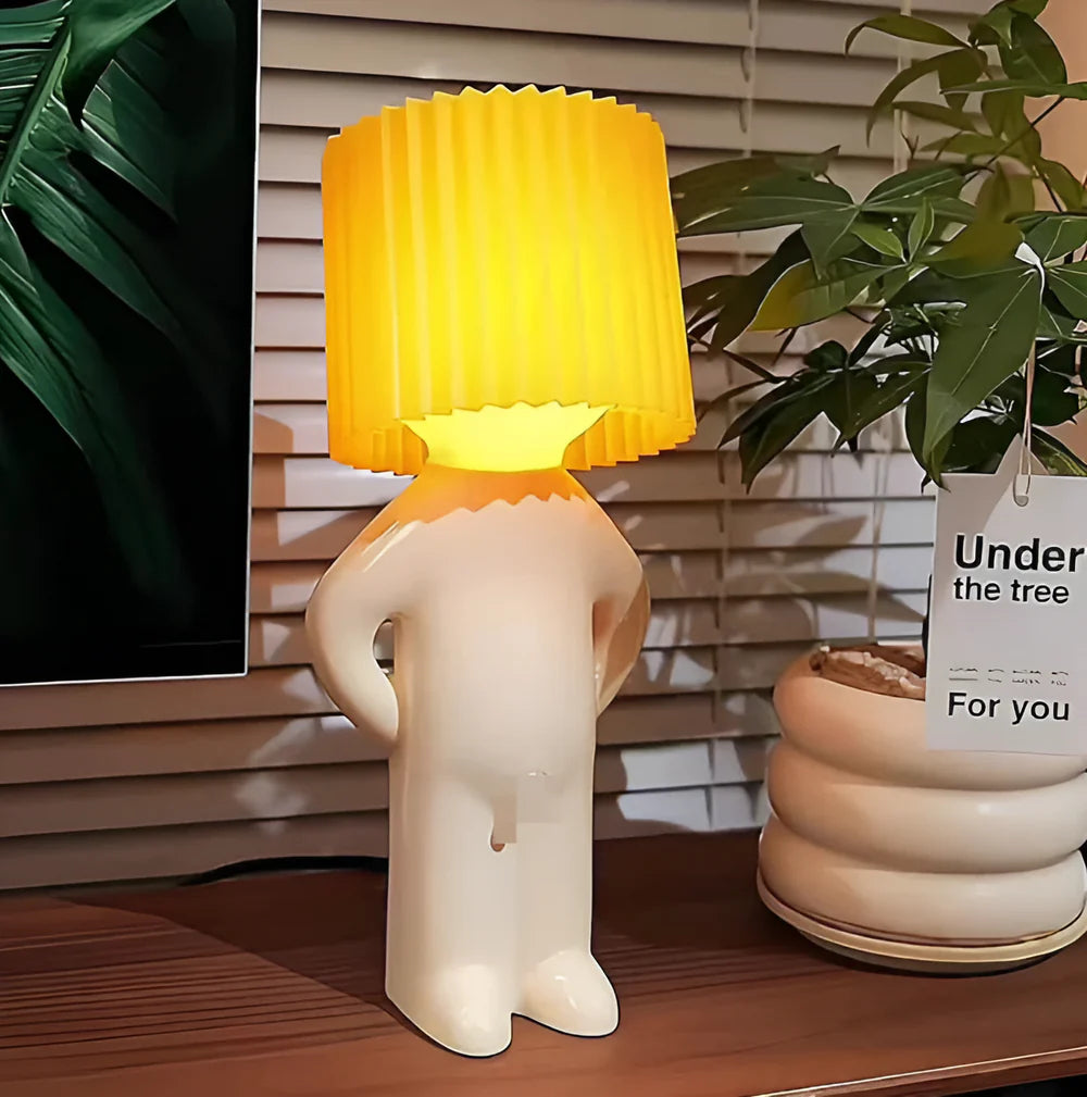Lampa de birou „Little Shy Man” – Design creativ cu LED cald, pentru decor amuzant și modern