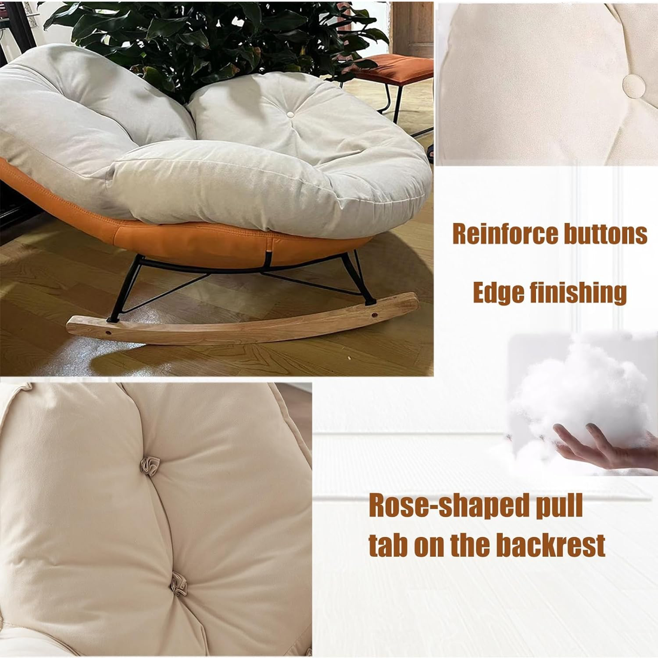 Fotoliu balansoar Cloud Rocker cu suport pentru picioare, cadru metalic