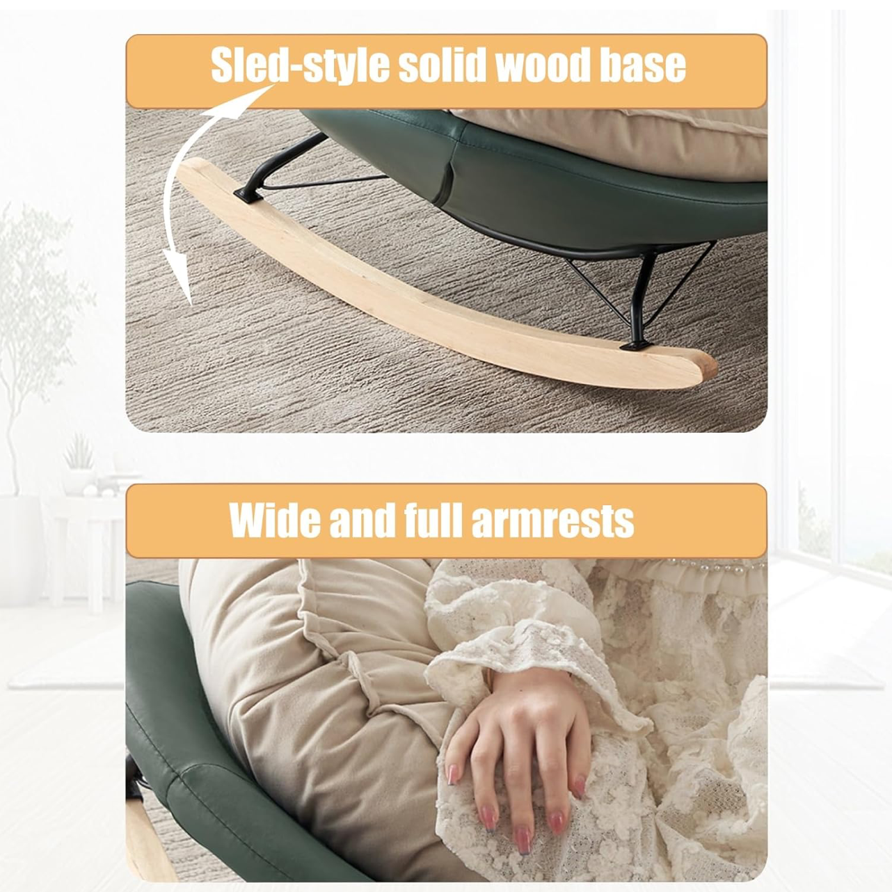 Fotoliu balansoar Cloud Rocker cu suport pentru picioare, cadru metalic