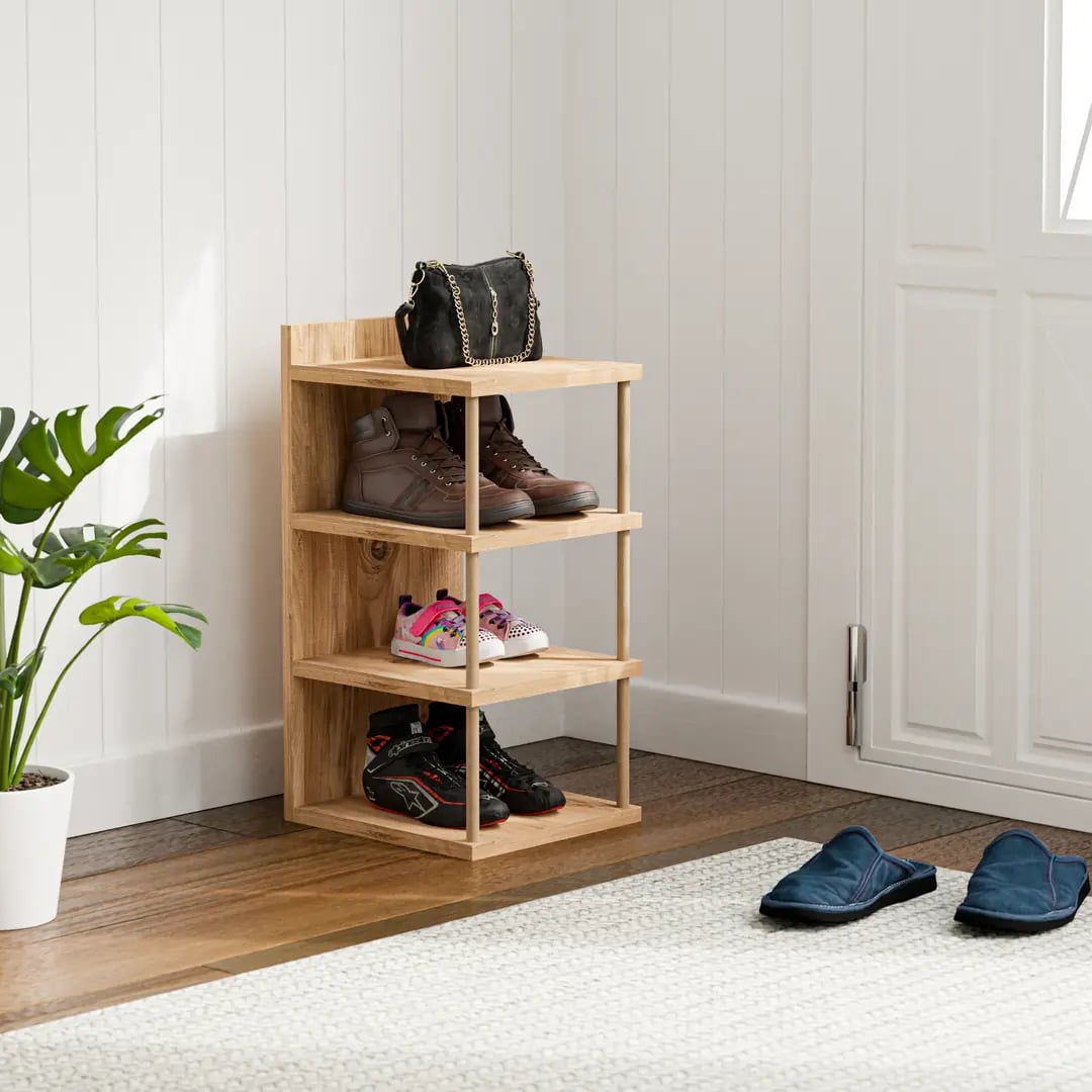 Organizator de pantofi cu 4 polițe din PAL melaminat, 60 x 29 x 30 cm