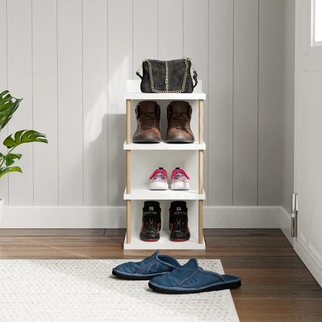 Organizator de pantofi cu 4 polițe din PAL melaminat, 60 x 29 x 30 cm