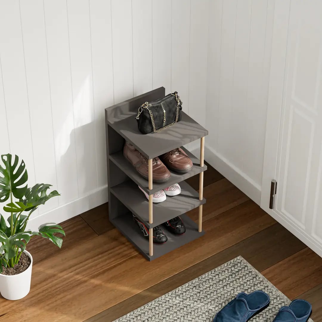 Organizator de pantofi cu 4 polițe din PAL melaminat, 60 x 29 x 30 cm