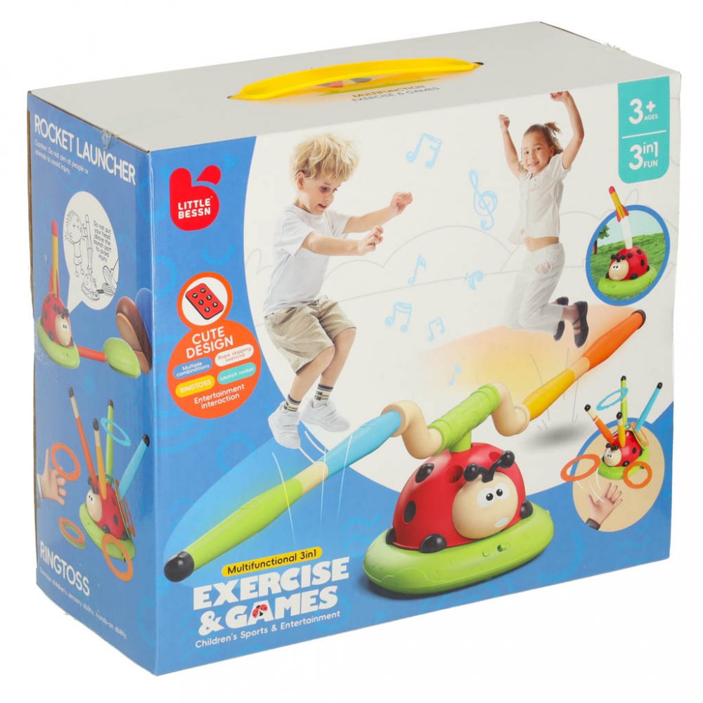 Jucarie Sportiva muzicala 3 in 1 Gargarita – Sistem de Sarit cu Bare Rotative, Aruncare la Tinta si Lansator de Rachete