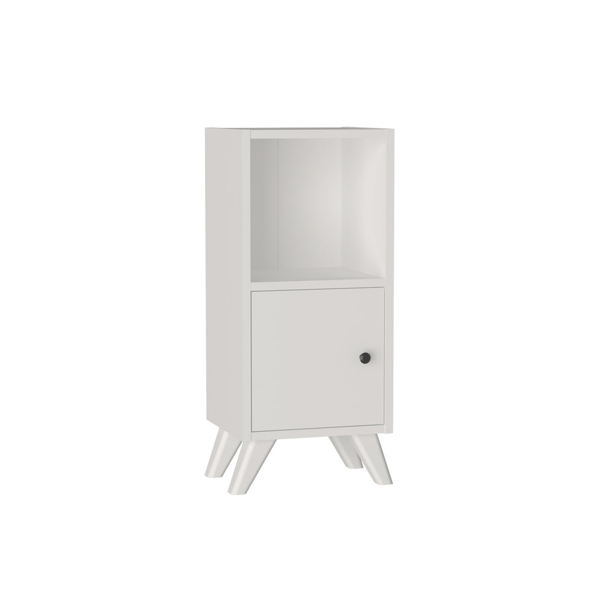 Noptiera Corfu compacta cu sertar si raft, noptiera dormitor 78 x 34 x 30 cm, PAL melaminat 18 mm clasa E1, design minimalist ideal pentru dormitoare mici, montaj rapid fara unelte speciale, stil modern scandinav