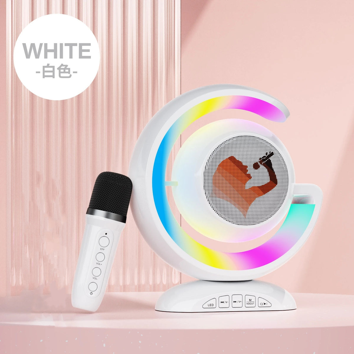 Boxă Portabilă cu Microfon Wireless, Lumină LED și Sunet Dinamic – Party Karaoke 3 în 1