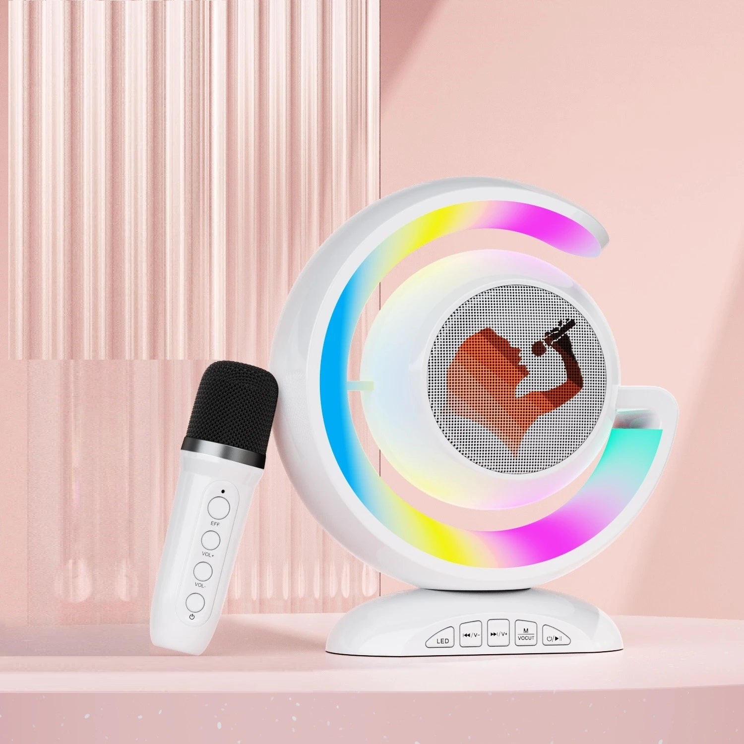 Boxă Portabilă cu Microfon Wireless, Lumină LED și Sunet Dinamic – Party Karaoke 3 în 1