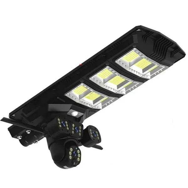 Lampa cu panou solar, 450 W, cu 3 camere supraveghere incorporate, slot sim, 4G, 12MP