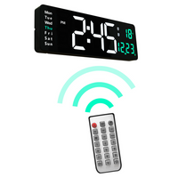 Ceas Digital de Perete cu Afișaj LED Mare 38.7cm – Dată, Temperatură, Alarmă, Ziua Săptămânii, Telecomandă Inclusă - imagine