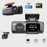 Camera auto duala 4K + 1080P cu WiFi, GPS, viziune nocturna si monitorizare parcare