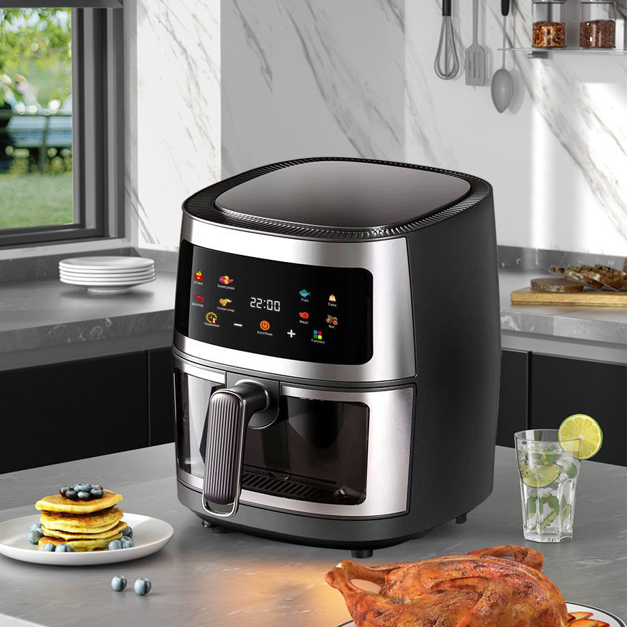Friteuza cu aer cald, Air Fryer 8L, 2400 W, afisaj digital LCD color, Touch control, otel inoxidabil