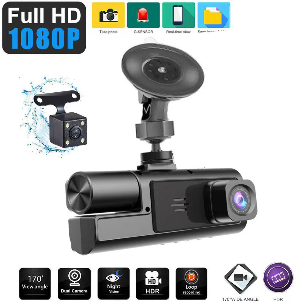 Camera auto tripla FullHD, 3 camere-fata/spate/interior, ecran 2'', G Senzor