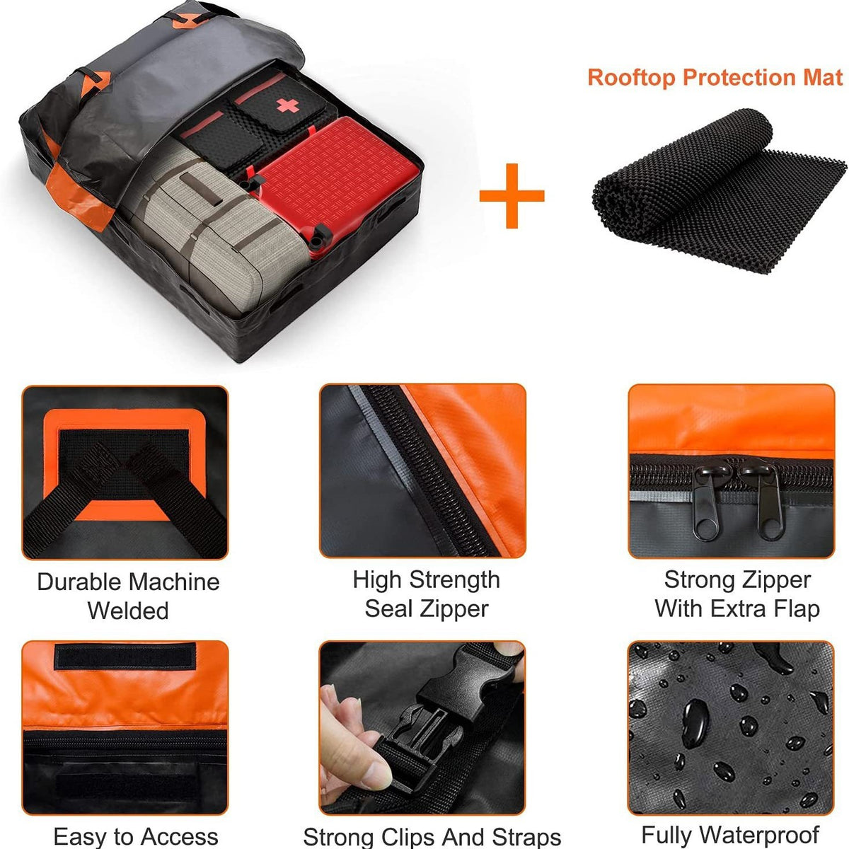 Portbagaj auto tip geanta impermeabila cu prindere universala – pliabila, cu husa si covoras protectie