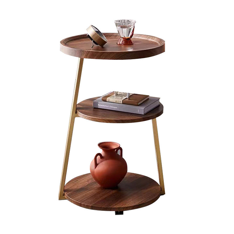 Masuta de cafea pentru living cu 3 polite rotunde, MDF, 62cm, negru/wenge.